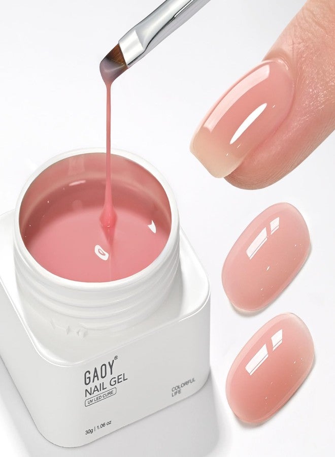 GAOY Colored Builder Base 30g with a Brush, 4-in-1 Long Lasting Nail Builder Gel Nude Pink Natural Jelly, Soak Off UV Light Cure Nail Strengthening, Sea Pink - Image 1